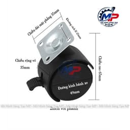 Bộ 4 Bánh Xe Nhựa Có Khóa Bánh Bass Xoay BX-01 1