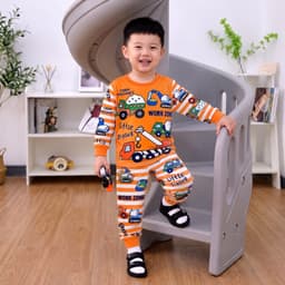 Sét đồ kiểu các hình xe dễ thương cho bé trai, đồ bộ tay dài cho bé trai chất cotton lạnh mềm mát  1