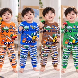 Sét đồ kiểu các hình xe dễ thương cho bé trai, đồ bộ tay dài cho bé trai chất cotton lạnh mềm mát  2