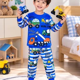 Sét đồ kiểu các hình xe dễ thương cho bé trai, đồ bộ tay dài cho bé trai chất cotton lạnh mềm mát  3