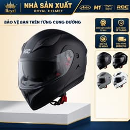 [Nhà Sản Xuất] Mũ Bảo Hiểm Fullface Lật Hàm 2 Lớp Kính Roc R04, Đạt Chuẩn Đi Moto Xe Máy, Chính Hãng 1