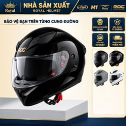 Mũ Bảo Hiểm Fullface Roc R04 Lật Hàm 2 Lớp Kính, Đạt Chuẩn Đi Moto Xe Máy, Nhiều Màu, Bảo Hành 12T 1