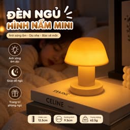 DOUYIN STORE Đèn để bàn hình cây nấm đơn giản kiểu Hàn Quốc, không dây, dùng pin AA con thỏ decor phong cách tối giản 1