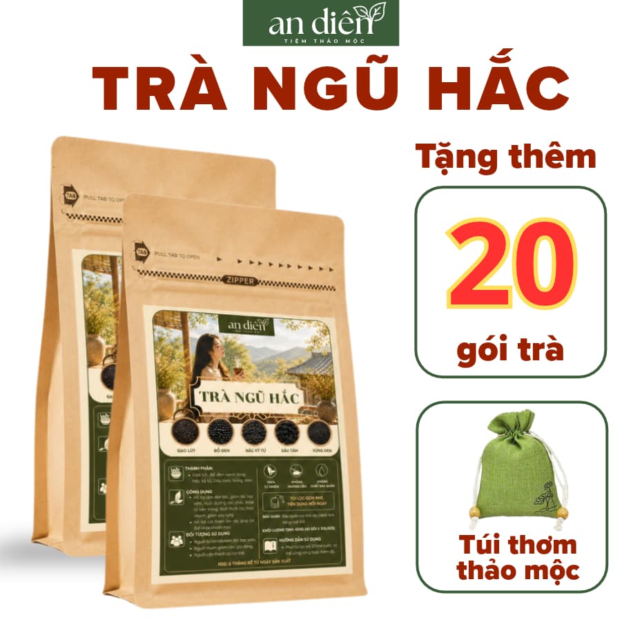 Trà ngũ hắc dưỡng tóc An Diên hỗ trợ bổ huyết, dưỡng thận, đẹp da, đẹp dáng, bồi bổ khí huyết