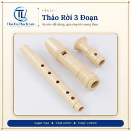 [Tặng sách tập thổi]Sáo Dọc Soprano DHS 8 Lỗ Cho Bé Màu Kem Tháo Rời 3 Đoạn Kèm Túi Vải Que Lau 3
