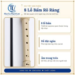 [Tặng sách tập thổi]Sáo Dọc Soprano DHS 8 Lỗ Cho Bé Màu Kem Tháo Rời 3 Đoạn Kèm Túi Vải Que Lau 7