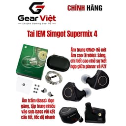 (Gear Việt) Tai Nghe In Ear SIMGOT SUPERMIX 4 | NGHE FPS Gaming TẠP,ACOUSTIC,CLASSICAL,VOCAL,POP,  | Không Mic 1