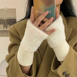 Đôi găng ống tay dài vải len màu trơn thời trang thu đông dành cho nữ 6