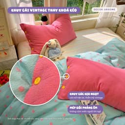 (Tặng ôm) Bộ chăn ga gối DECOR.URHOME gối bông họa tiết chấm bi màu tím phong cách dễ thương 4
