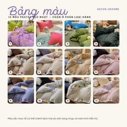 (Tặng ôm) Bộ chăn ga gối DECOR.URHOME gối bông họa tiết chấm bi màu tím phong cách dễ thương 7
