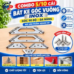 Combo 5/10 Bát Ke Góc Vuông INOX Cao Cấp 90 Độ Đa Năng Tặng Kèm Vít, Ke Góc Chữ L Gia Cố Nội Thất KeGoc-07 1