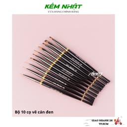 Bộ 10 cọ vẽ móng nail art cán đen đủ size 1–10, cọ vẽ gel trang trí móng chuyên dụng 1
