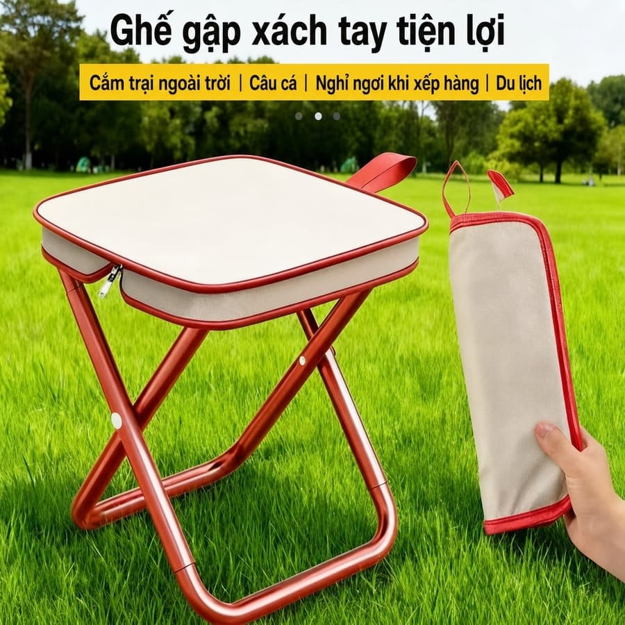Ghế Đẩu Mini Xếp Gọn Túi Xách 28x23x25cm và GH23. LMS