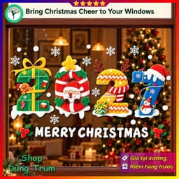 Decal NOEL 2026 trang trí Giáng Sinh 2 mặt hít tĩnh điện dán kính dễ gỡ không keo 1