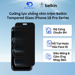 Miếng dán cường lực chống nhìn trộm Belkin Tempered Glass cho iPhone 18 Pro/Pro Max 1