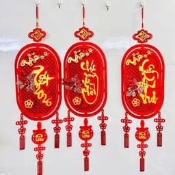 Dải Treo Tường 3D Dáng Bầu Phủ Nhũ Vàng Đón Tết Bình An Rước Lộc Vào Nhà T170 6
