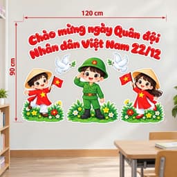 Set tranh trang trí 22/12 dán bảng chào mừng ngày Quân đội Nhân dân Việt Nam 22.12 tranh lớp học mầm non (MN652) 6