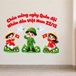 Set tranh trang trí 22/12 dán bảng chào mừng ngày Quân đội Nhân dân Việt Nam 22.12 tranh lớp học mầm non (MN652) 5
