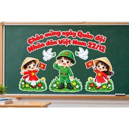 Set tranh trang trí 22/12 dán bảng chào mừng ngày Quân đội Nhân dân Việt Nam 22.12 tranh lớp học mầm non (MN652) 3