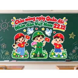 Set tranh trang trí 22/12 dán bảng chào mừng ngày Quân đội Nhân dân Việt Nam 22.12 tranh lớp học mầm non (MN652) 2