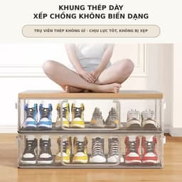 Hộp Đựng Giày Gấp Gọn Khung Thép 15x30x60cm và Kệ Giày Chữ X 5 Tầng. LMS 7