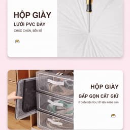 Hộp Đựng Giày Gấp Gọn Khung Thép 15x30x60cm và Kệ Giày Chữ X 5 Tầng. LMS 4