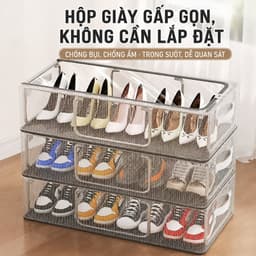 Hộp Đựng Giày Gấp Gọn Khung Thép 15x30x60cm và Kệ Giày Chữ X 5 Tầng. LMS 5