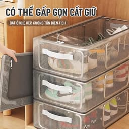 Hộp Đựng Giày Gấp Gọn Khung Thép 15x30x60cm và Kệ Giày Chữ X 5 Tầng. LMS 6