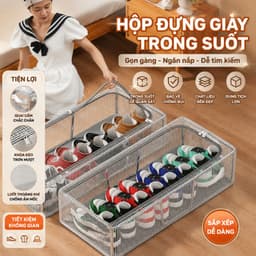 Hộp Đựng Giày Gấp Gọn Khung Thép 15x30x60cm và Kệ Giày Chữ X 5 Tầng. LMS 1