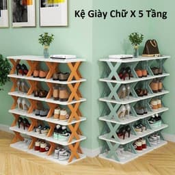 Hộp Đựng Giày Gấp Gọn Khung Thép 15x30x60cm và Kệ Giày Chữ X 5 Tầng. LMS 8