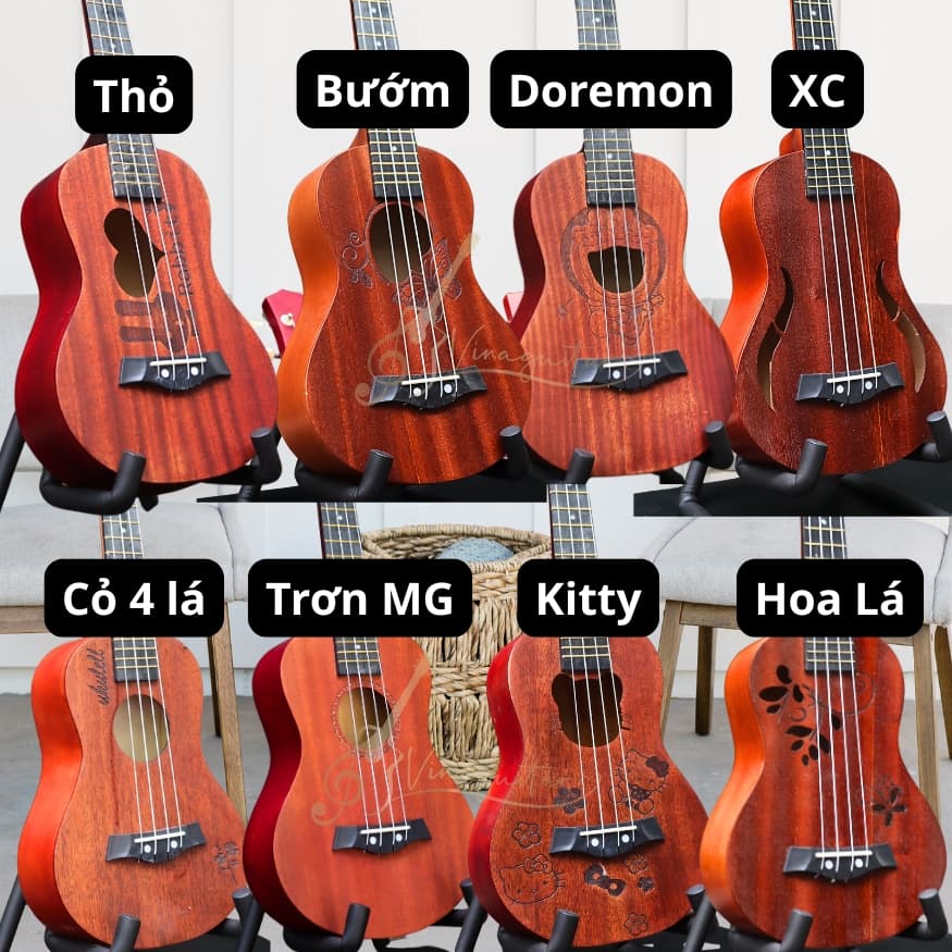 Đàn Ukulele Concert / Tenor Vinaguitar VU42 Giá Rẻ Mahogany Nhiều Thiết Kế Đẹp