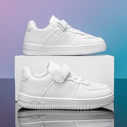 Giày thể thao trẻ em ALH màu trắng cho bé trai bé gái Giày sneaker quai dán [G-0011] 7