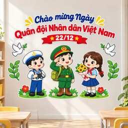 Set tranh trang trí 22/12 dán bảng chào mừng ngày Quân đội Nhân dân Việt Nam 22.12 tranh lớp học mầm non (MN652) 8