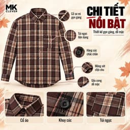 Áo Sơ Mi nam kẻ Strap MKCLEVER Chất kẻ thô thoáng mát, mềm mại, chống nhăn, form rộng mặc hằng ngày 5