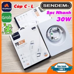 [C-L] Cáp Sạc Nhanh SENDEM TD-1M PD 30W USB-C to Lightning Dây Cao Su ZIN Chính Hãng 1