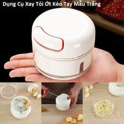 Máy Xay Tỏi Xài Pin 250ml 50w Mẫu 2022 và Dụng Cụ Xay Tỏi Ớt Kéo Tay Mẫu Trắng/ Máy Xay Tỏi ớt (Heo). LMS 8