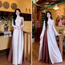 Áo dài Hà Vy, dáng chiết eo truyền thống  lụa titan tráng gương cao cấp- Áo Dài Nguyệt An 2