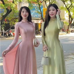 Áo dài Hà Vy, dáng chiết eo truyền thống  lụa titan tráng gương cao cấp- Áo Dài Nguyệt An 6