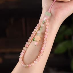 Dây Đeo Điện Thoại Dài Đào Hoa Phúc Châu Đá Phong Thủy Phong Cách Thanh Lịch Chiêu Tài Lộc, May Mắn 5