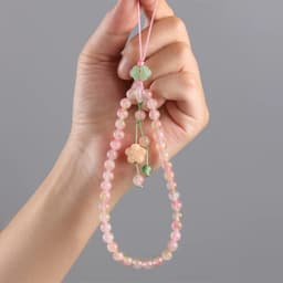 Dây Đeo Điện Thoại Dài Đào Hoa Phúc Châu Đá Phong Thủy Phong Cách Thanh Lịch Chiêu Tài Lộc, May Mắn 6