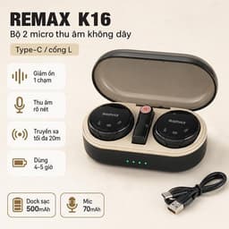 Bộ 2 Micro Thu Âm Cài Áo Remax K16 Li-ght-ning/ Type-c và 1 Micro k02/ K23 1