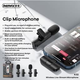 Bộ 2 Micro Thu Âm Cài Áo Remax K16 Li-ght-ning/ Type-c và 1 Micro k02/ K23 8
