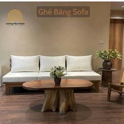 Ghế Băng Sofa Gỗ Tràm Kèm Đệm Nỉ (Đã Lắp Ráp Sẵn) 2