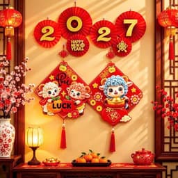 Combo Cặp Liễu Treo Giấy 3D Kèm Nỉ Nhung Năm Mới TẾT ĐINH MÙI 2027 (30x80cm) trang trí decor Tết 4