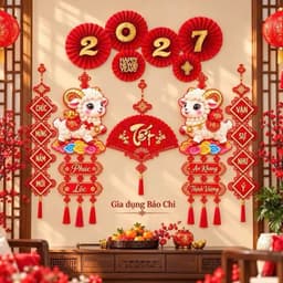 Combo Cặp Liễu Treo Giấy 3D Kèm Nỉ Nhung Năm Mới TẾT ĐINH MÙI 2027 (30x80cm) trang trí decor Tết 6