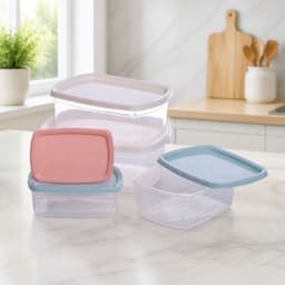 Bộ 5 Hộp Đựng Thực Phẩm Chữ Nhật Đa Sắc Việt Nhật 6516 - Hộp Nhựa Trữ Đông Tủ Lạnh An Toàn, Có Nắp Kín Khít Đa Dụng 5