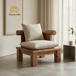 Ghế Đơn, Ghế Sofa Gỗ Tràm( Lắp Ráp Sẵn), Phong Cách Wabi Sabi Tự Nhiên Mộc Mạc 2