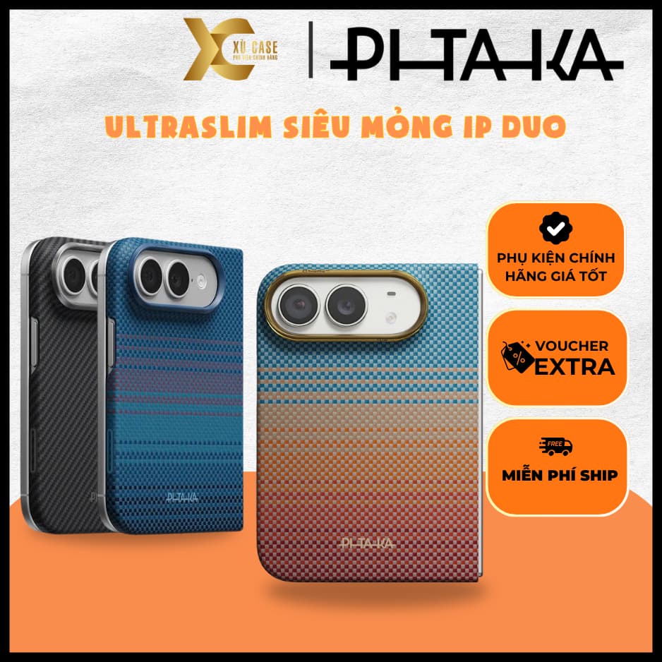 [Có iP DUO] Ốp PITAKA UltraSlim California Dream| Moonrise| Black Nút Control Bản Hở Viền – Siêu Phẩm Từ Sợi Aramid Dệt