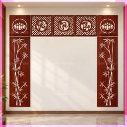 Bộ 7 Tấm Vách Gỗ MDF Trang Trí Bàn Thờ Gia Tiên Phúc Lộc Thọ Hoa Sen Lõi Xanh Chống Ẩm Dày 3mm Nhiều Màu Kích Thước 9