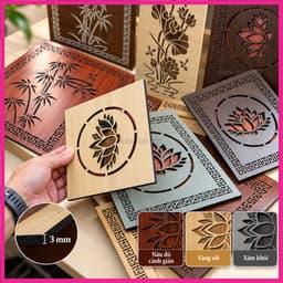Bộ 7 Tấm Vách Gỗ MDF Trang Trí Bàn Thờ Gia Tiên Phúc Lộc Thọ Hoa Sen Lõi Xanh Chống Ẩm Dày 3mm Nhiều Màu Kích Thước 2